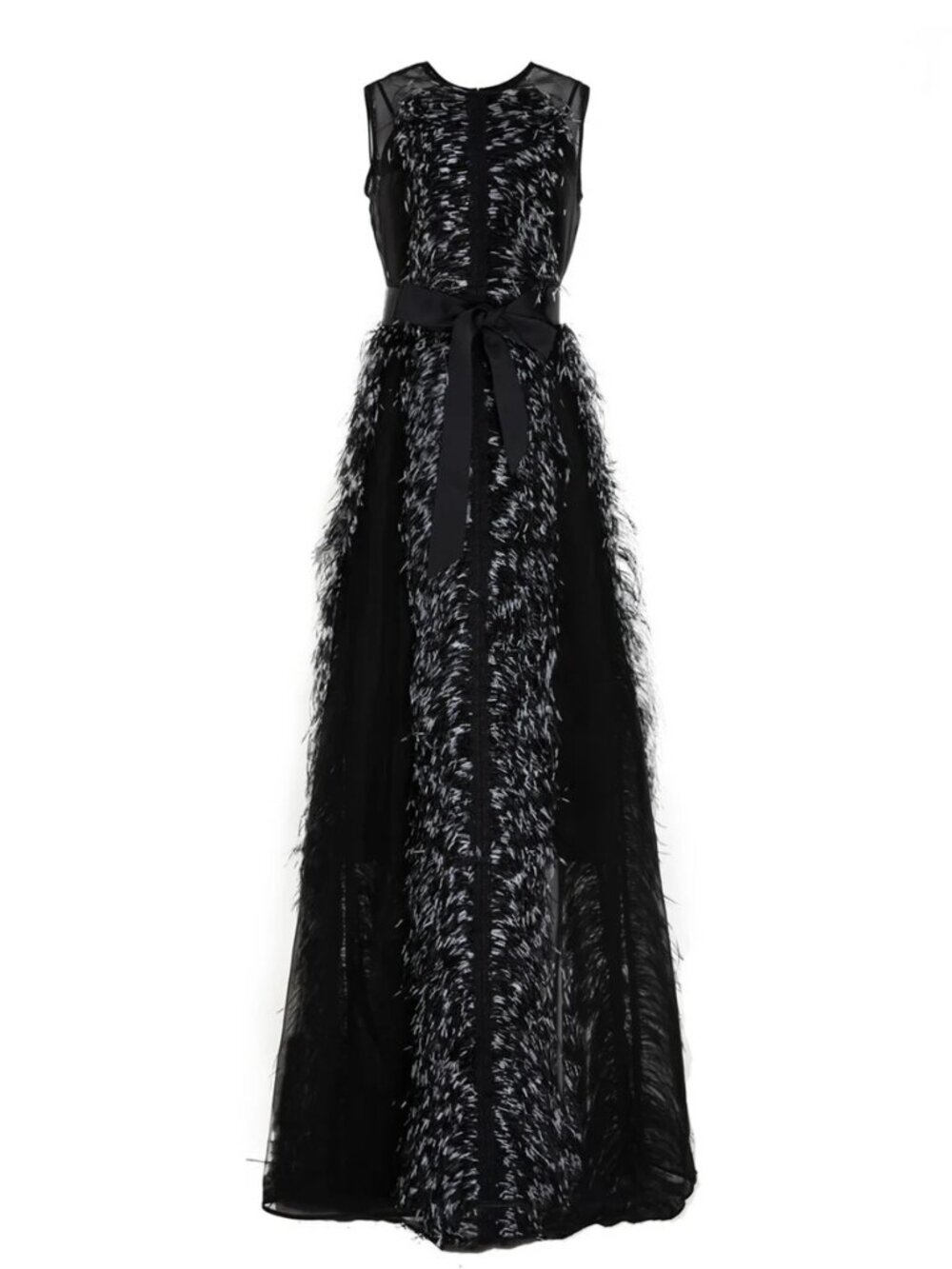 New Huishan Zhang Beau Handmade Ostrich Feather Silk Organza Gown Size 12 US - Picture 11 of 11